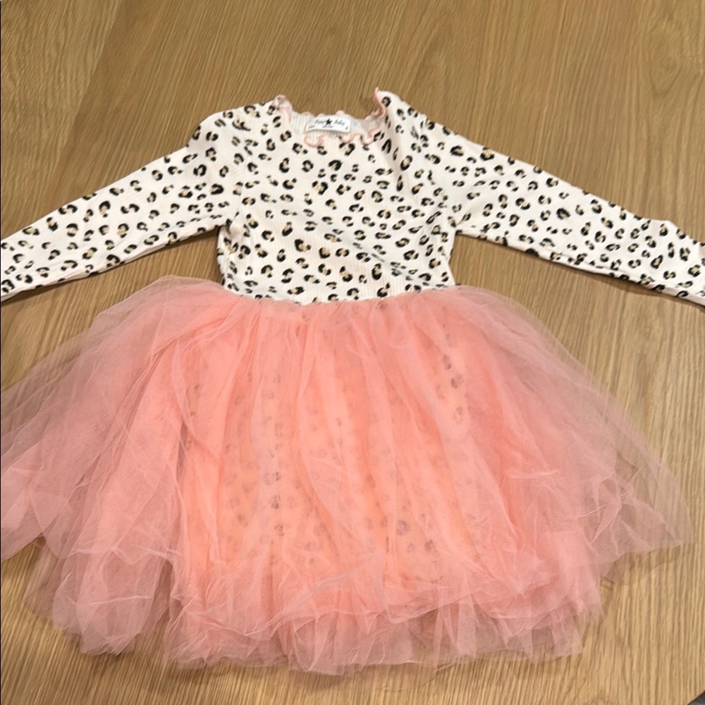 Petite Hailey Leopard Print and Pink Tulle dress